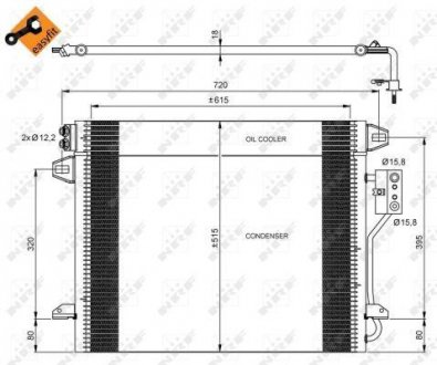 Фото автозапчасти радиатор кондиционера CHRYSLER VOYAGER V; LANCIA VOYAGER 2.8D-3.8 10.07- NRF 35928