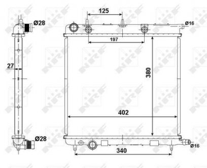 Фото автозапчасти радиатор двигателя CITROEN C2, C2 ENTERPRISE, C3 I, C3 II, C3 PLURIEL; PEUGEOT 1007, 207, 207 SW 1.1-1.6D 02.02- NRF 50439