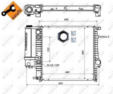 Фото автозапчасти радиатор двигателя (с монтажными элементами Easy Fit) BMW 3 (E36) 1.6-2.5 09.90-11.98 NRF 50565