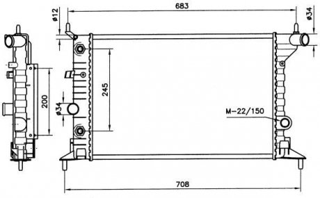 Радиатор двигателя OPEL VECTRA B 1.6-2.0 10.95-07.03 NRF 519516