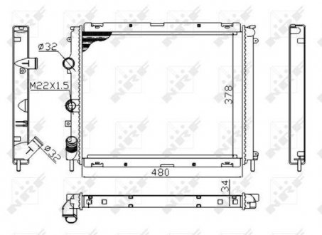 Радіатор двигуна (МКПП) RENAULT CLIO II, KANGOO, KANGOO EXPRESS, THALIA I 1.4-2.0 08.97- NRF 53209A