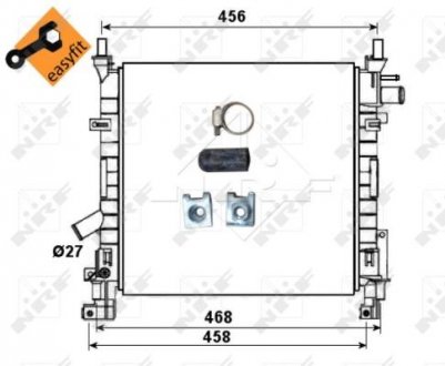 Фото автозапчасти радиатор двигателя (с монтажными элементами Easy Fit) FORD KA, STREET KA 1.3/1.6 09.96-11.08 NRF 53651 (фото 1)