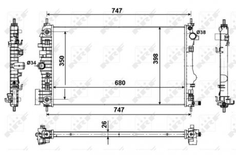 Фото автозапчасти радиатор двигателя CHEVROLET MALIBU; OPEL INSIGNIA A; SAAB 9-5 2.0-2.8 07.08- NRF 53775