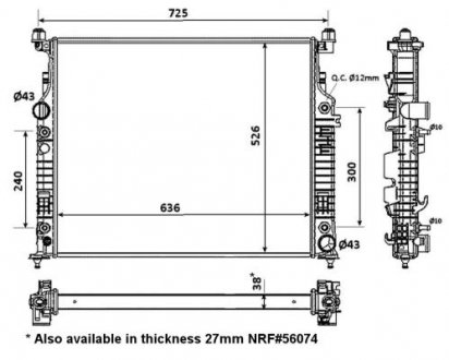 Радиатор двигателя MERCEDES GL (X164), M (W164), R (W251, V251) 3.0-5.5 02.05- NRF 53936 (фото 1)