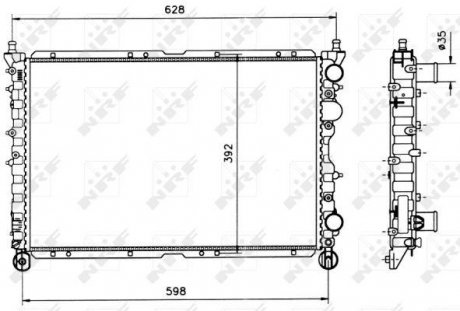 Фото автозапчасти радиатор двигателя ALFA ROMEO 145, 146, 155 1.4-1.8 05.96-10.01 NRF 58085