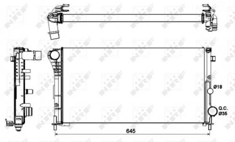Радіатор двигуна FIAT PANDA 1.3D 09.03- NRF 58185