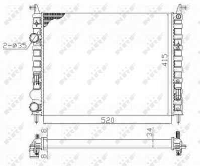 Фото автозапчасти радиатор двигателя (МКПП) FIAT PALIO, STRADA 1.9D 12.00- NRF 58656