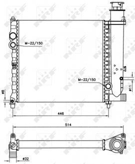 Фото автозапчасти радиатор двигателя PEUGEOT 309 I, 309 II 1.1-1.9 10.85-12.93 NRF 58714