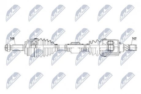 Фото автозапчастини піввісь | jeep compass 2wd 2.0 -14 /atm,прав/ NTY NPWCH062 (фото 1)