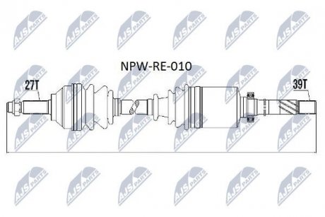 ПІВВІСЬ | RENAULT TRAFFIC II 1.9DCI,2.0,2.5DCI 01- GEAR PK5/PK6, VIVARO KOMBI 01- /ПРАВ/ NTY NPWRE010 (фото 1)