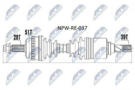 Піввісь передня ліва NTY NPW-RE-037 (фото 1)