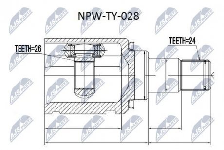 Фото автозапчасти шАРНІР РІВНИХ КУТОВИХ ШВИДКОСТЕЙ | TOYOTA AVENSIS CDT250 2.0D 03-06, ADT250 2.0D-4D 06-08, AZT250 2.0 03-08, COROLLA VERSO 2.0D-4D 04-05, COROLLA CDE120 2.0D-4D 01-07 /ЛІВ/ NTY NPWTY028 (фото 1)