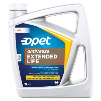 Фото автозапчастини антифриз концентрат EXTENDED LIFE G12+ (помаранчевий) 3л Opet ANTIFREEZE LONG LIFE 3L