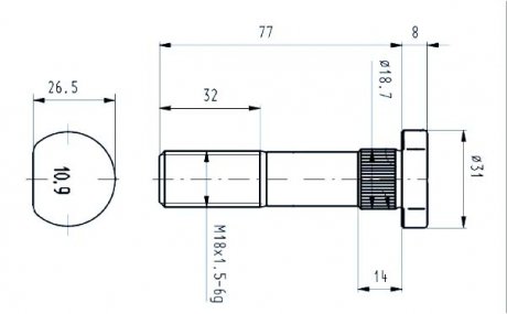 Фото автозапчасти болт колеса з круглою головкою з різьбою m18x1,5x76mm, man l2000 /t/ czarna OPOLTRANS 07-03-00-0001