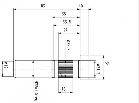 Фото автозапчасти болт колеса m22x1,5x83mm, saf ocynk OPOLTRANS 07-03-00-0534