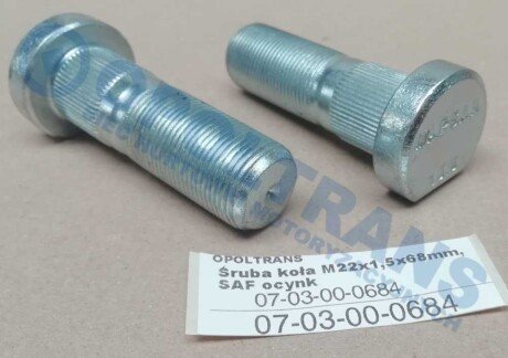 Фото автозапчастини болт колеса m22x1,5x68mm, saf ocynk OPOLTRANS 07-03-00-0684