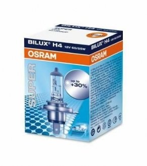 Фото автозапчасти лампа галогенная SUPER H4 12V 60/55W SUP P43t OSRAM 4050300467245