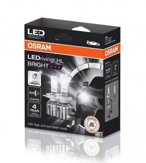 Комплект ламп (2шт.) LED H4/H19 15W 12V P43t/PU43t-3 6000К OSRAM 64193DWBRT-2HFB (фото 1)