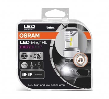 Фото автозапчасти комплект ламп LED H4/H19 12V 27/23W LEDriving HL Easy 6000K/1400lm OSRAM 64193DWESY-HCB