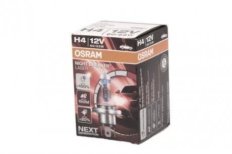 Лампочка галоген, 1шт, H4, 12В, max. 60/55Вт, колір світла Білий, тип гнізда P43T OSRAM 64193NL (фото 1)