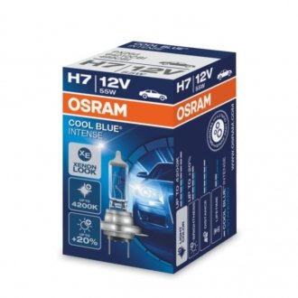 Лампочка галоген, 1шт, H7, 12В, max. 55Вт, цвет светлая синяя, тип гнезда PX26D OSRAM 64210CBI (фото 1)