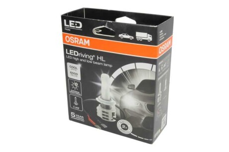 Фото автозапчастини led лампочка led, 2шт, h7, 12/24в, max. 14вт, колір світла білий прохолодний, max. 6000k, тип гнізда px26d, немає схвалення - не підходить для використання на дорогах загального користування OSRAM 67210CW