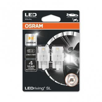 LED лампочка (упаковка-блістер 2шт) P21/5W 12В 1,30/0,80Вт W3X16Q немає дозволу для використання на дорогах загального призначення LEDriving SL, жовта OSRAM 7515DYP-02b