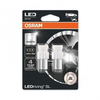 Фото автозапчасти лампа светодиодная P21/5W 6000K 12V 2,5W BAY15 LEDriving SL белый (2шт.) OSRAM 7528DWP-02B