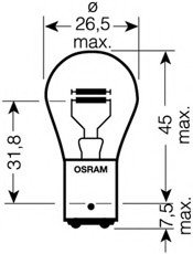 Лампа накаливания, фонарь сигнала тормож./ задний габ. огонь OSRAM 7538LDR (фото 1)