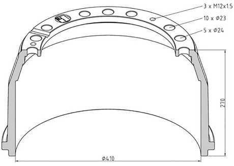 Фото автозапчастини гальмівний барабан MERCEDES MK, NG, SK, T2/L 01.59- PE AUTOMOTIVE 016.401-00