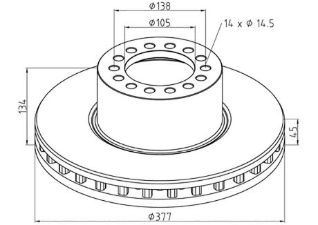 Тормозной диск передняя левая/правая (377ммx45мм) PE AUTOMOTIVE 016.665-00 (фото 1)