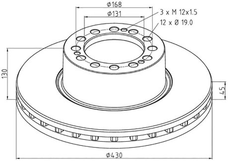Тормозной диск левая/правая (430ммx45мм) SAF PU, SK, SKRB, SKRLB, SKRS, SKRZ PE AUTOMOTIVE 066.252-00 (фото 1)