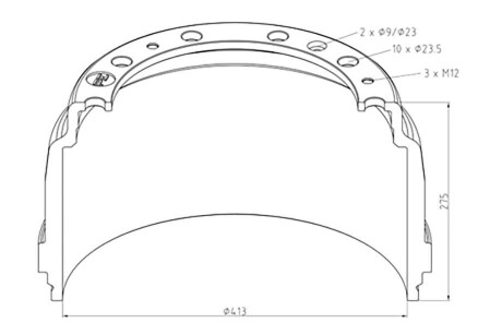 Фото автозапчасти тормозной барабан SCANIA 3, 4, 4 BUS, L, P, G, R, S, P, G, R, T 05.87- PE AUTOMOTIVE 126.074-00