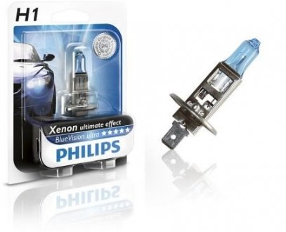 Фото автозапчастини лампочка Н1 12В 55Вт P14.5s (BlueVision Ultra, в пластиковой кор.) PHILIPS 12258BVUB1