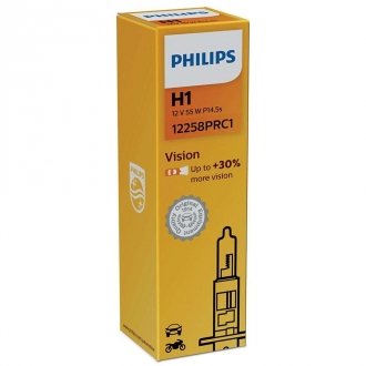Лампа розжарювання H1 12V 55W P14,5s Vision +30 (вир-во) PHILIPS 12258PRC1