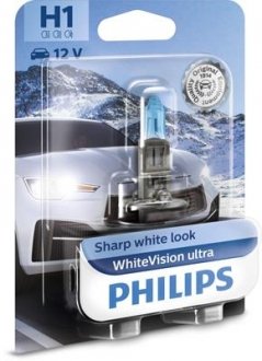 Лампочка WhiteVision Ultra галоген H1 (1 шт, 12 В, 55 Вт, тип гнізда: P14,5S) PHILIPS 12258WVUB1