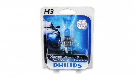 Лампа H3 12V 55W PK22s BlueVision Xenon effect упаковка блістер PHILIPS 12336 BVU B1