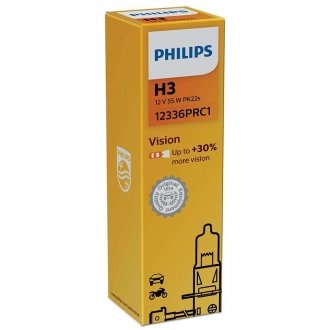 Лампа накаливания H3 12V 55W PK22s Premium (пр-во) PHILIPS 12336PRC1 (фото 1)