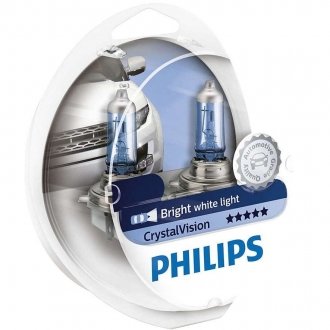 Фото автозапчастини лампа розжарювання H4 12V 60/55W P43t-38 Cristal Vision + 2x W5W 4300K PHILIPS 12342CVS2