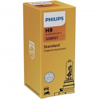Лампа накаливания H9 12V 65W PGJ19-5 STANDARD (blister 1шт) (пр-во) PHILIPS 12361B1 (фото 1)