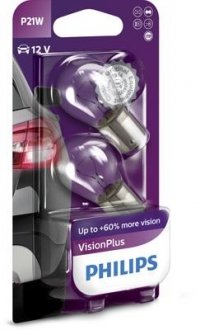 Лампа розжарювання P21WVisionPlus12V 21W BA15s (компл. 2шт) (вир-во) PHILIPS 12498VPB2