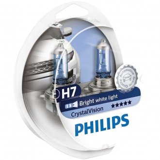 Лампа накаливания H7 12V 55W PX26d Cristal Vision + 2x W5W 4300K (пр-во) PHILIPS 12972CVS2 (фото 1)