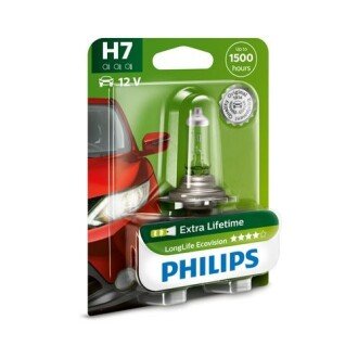 Фото автозапчастини лампа розжарювання H7 12V 55W PX26d LongerLife Ecovision 1шт blister PHILIPS 12972LLECOB1