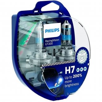 Лампочка RacingVision GT200 галоген H7 (2 шт, 12 В, 55 Вт, тип гнезда: PX26D) PHILIPS 12972RGTS2