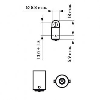 Фото автозапчастини автомобильная лампа T2W 12V BA9s PHILIPS 21997828 (фото 1)