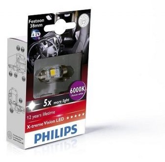 Фото автозапчасти лампочка LED C5W 24V 1W 6000K гнездо SV8.5 PHILIPS 249446000KX1