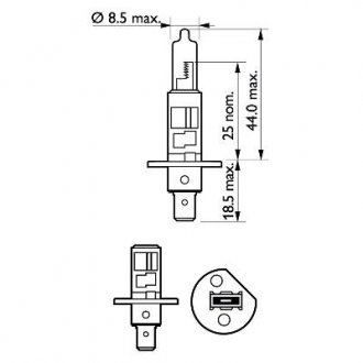 Фото автозапчастини автомобильная лампа: 12 [В] (к-кт 2шт) H1 LongLife EcoVision 55W цоколь P14,5s Special PHILIPS 36255828