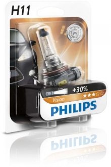 Фото автозапчасти автомобильная лампа: 12 [В] H11 Vision 55W цоколь PGJ19-2 Blister +30% света PHILIPS 36428630 (фото 1)