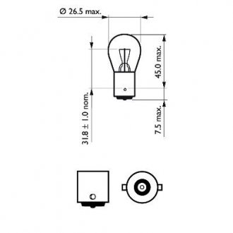 Фото автозапчастини автомобильная лампа: 12 [В] P21W LongerLife Eco Vision 21W цоколь BA15s PHILIPS 38198628