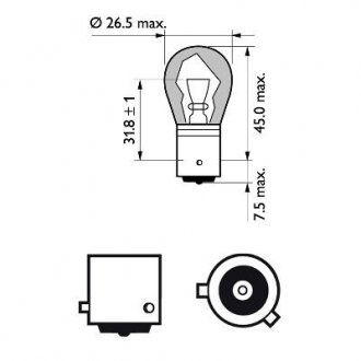 Фото автозапчастини лампочка (к-кт из 2шт) PY21W 12V BAU15s Блистер PHILIPS 52372930